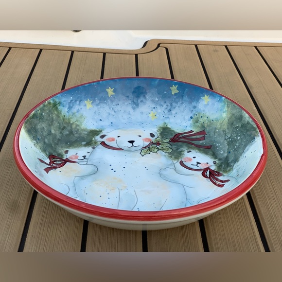Vtg Retired Certified International Enchanted Santa Individual Pasta Bowl Plate - Picture 6 of 14